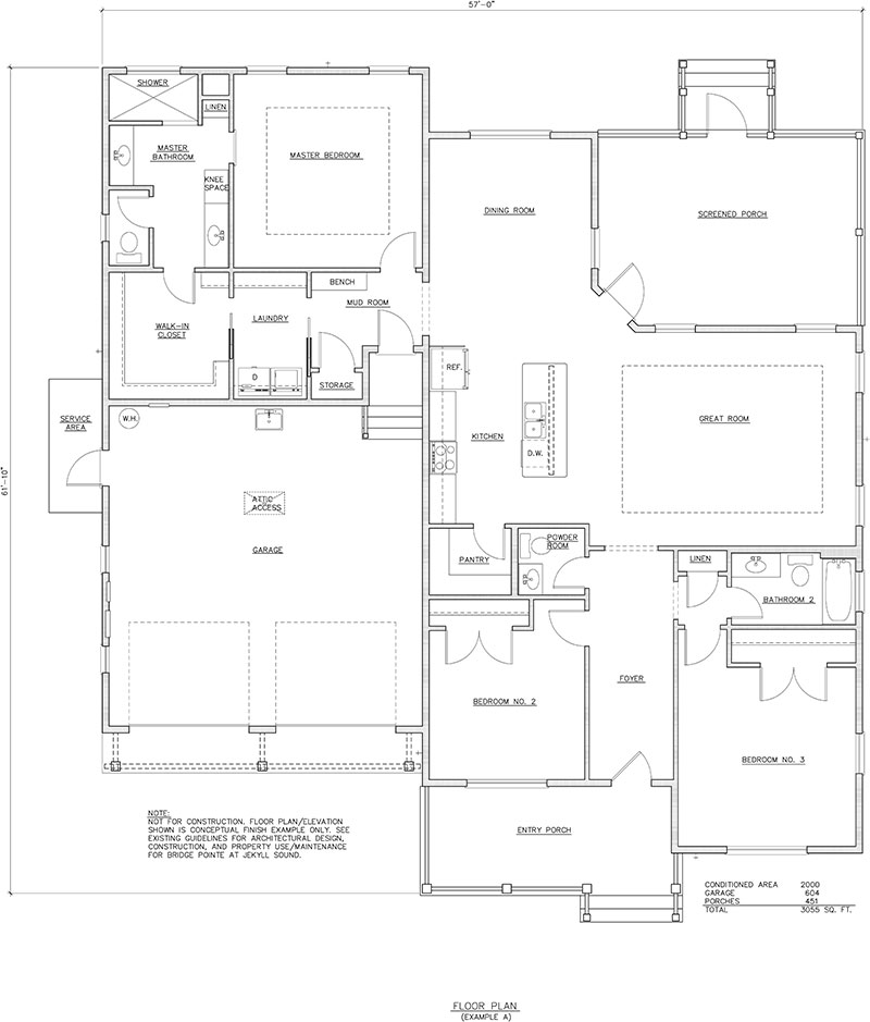 Floor plan for model home A | Bridge Pointe at Jekyll Sound